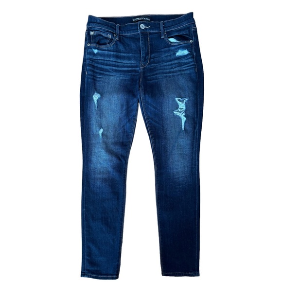 Express Denim - Express Distressed Mid Rise Stretch Blue Jean Leggings. Women’s Size 10 Short